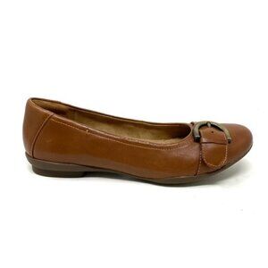 Clarks Brown Leather Flats with Buckle